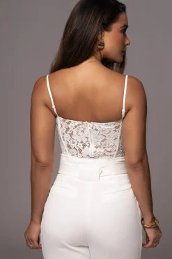 JLUXLABEL White Grecia Lace Bustier Top
