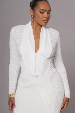 JLUXLABEL White Lace Corset Bodysuit