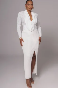 JLUXLABEL White Lace Corset Bodysuit