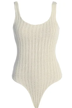 JLUXLABEL White Luz Rib Knit Bodysuit