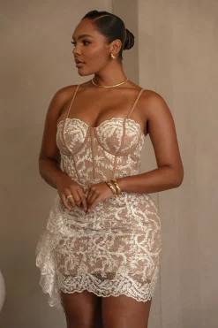 JLUXLABEL White Marilyn Lace Mini Dress