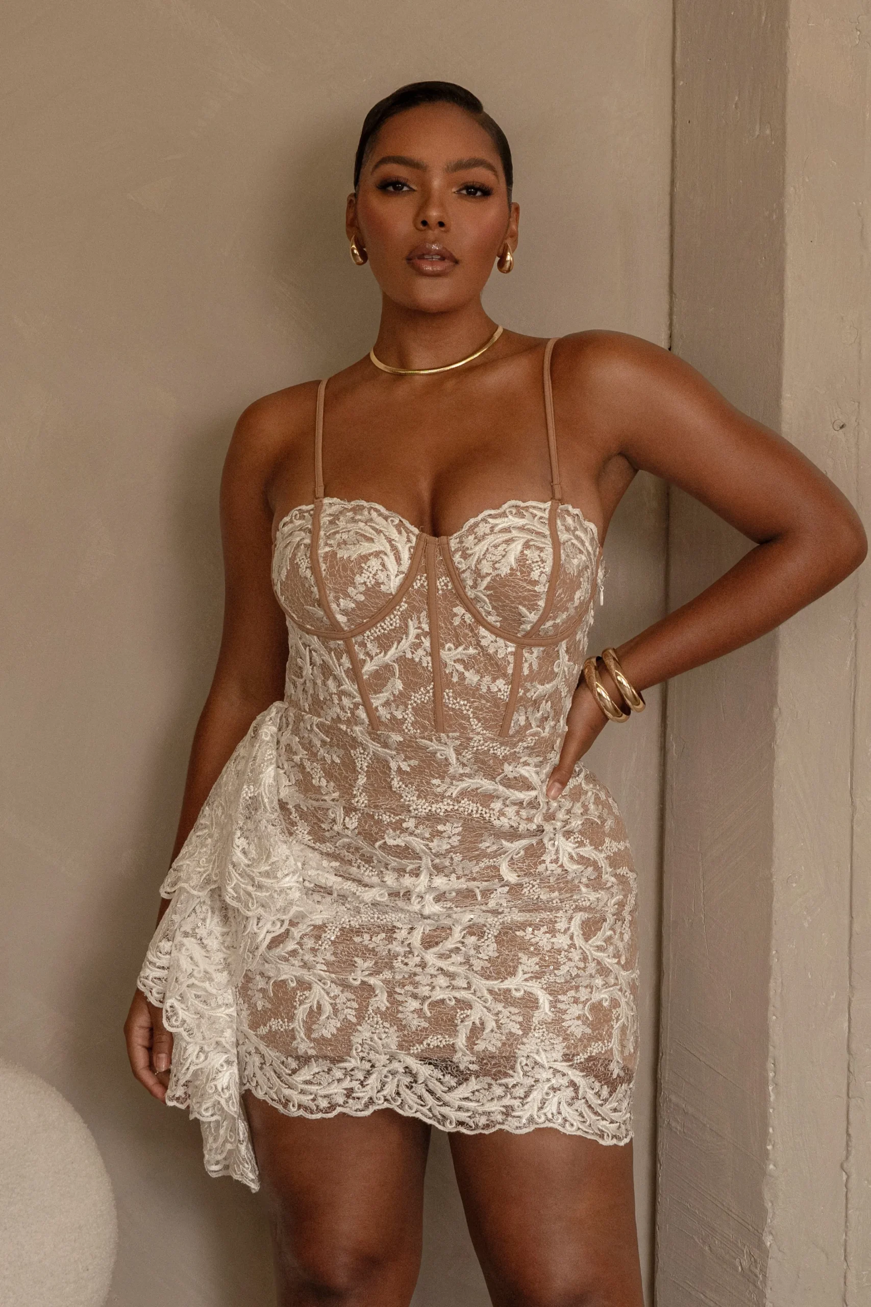 JLUXLABEL White Marilyn Lace Mini Dress