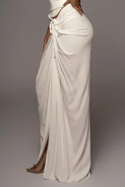 JLUXLABEL White Noelia Linen Slit Skirt