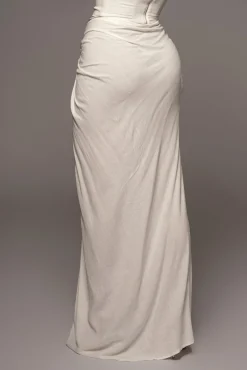 JLUXLABEL White Noelia Linen Slit Skirt