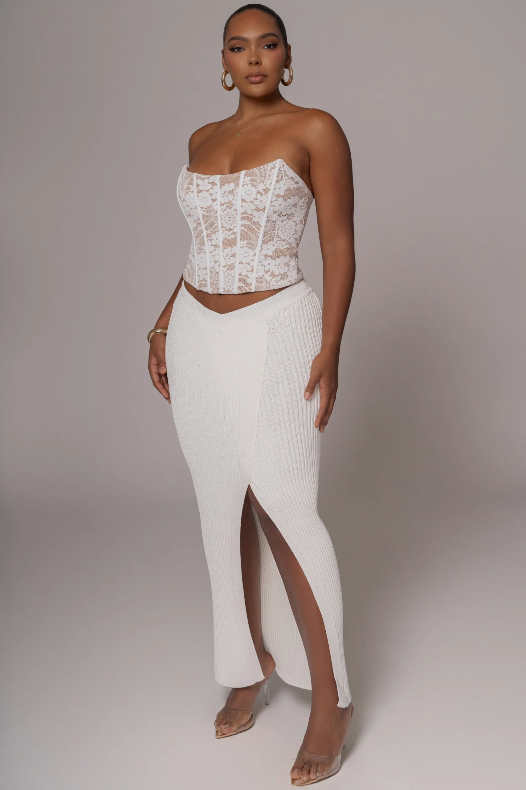 JLUXLABEL White Rosemere Lace Top