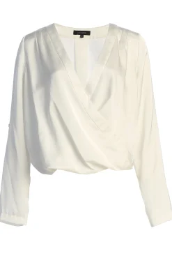 JLUXLABEL White Satin Draped Top