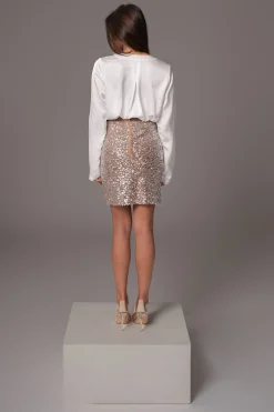 JLUXLABEL White Satin Draped Top