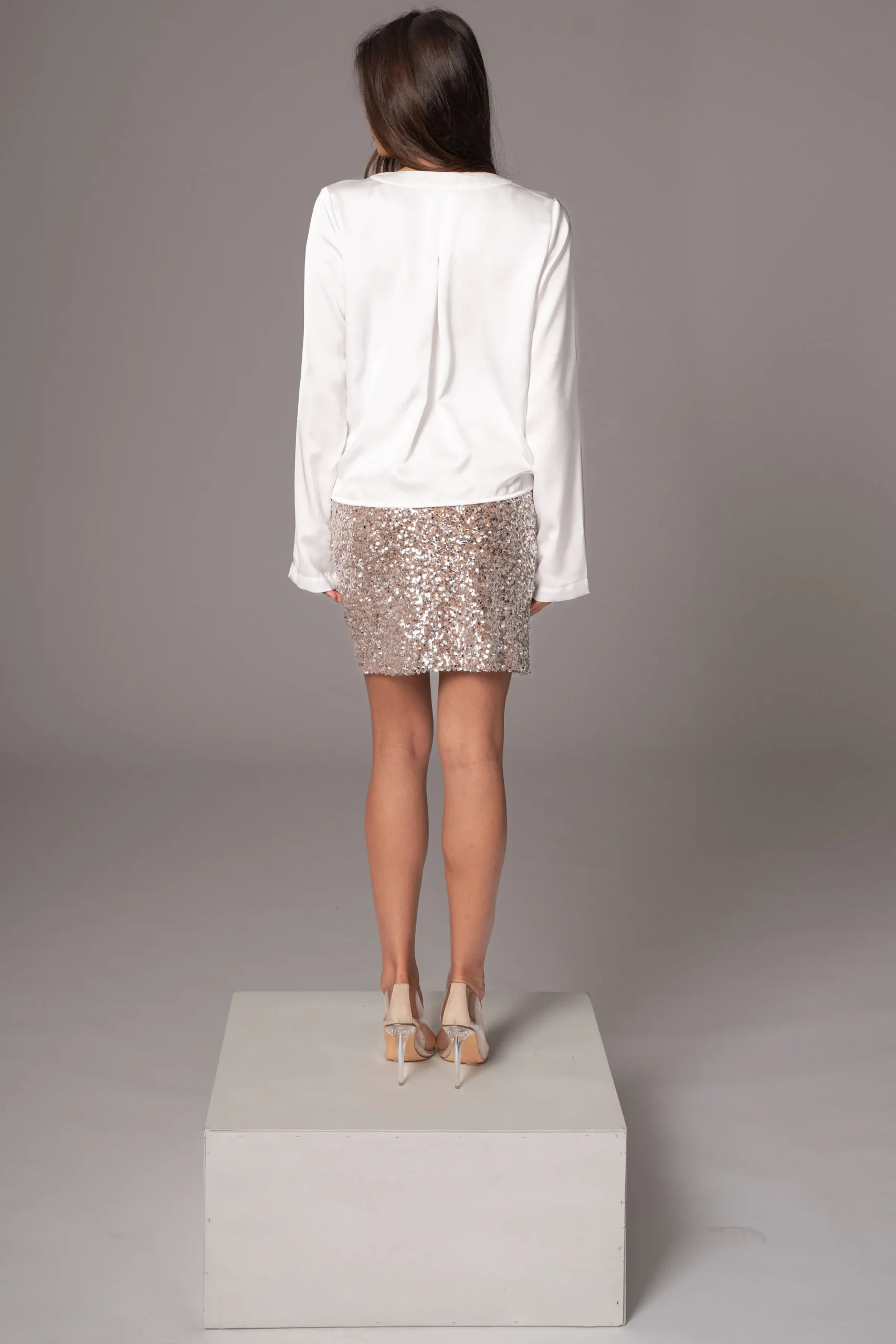JLUXLABEL White Satin Draped Top