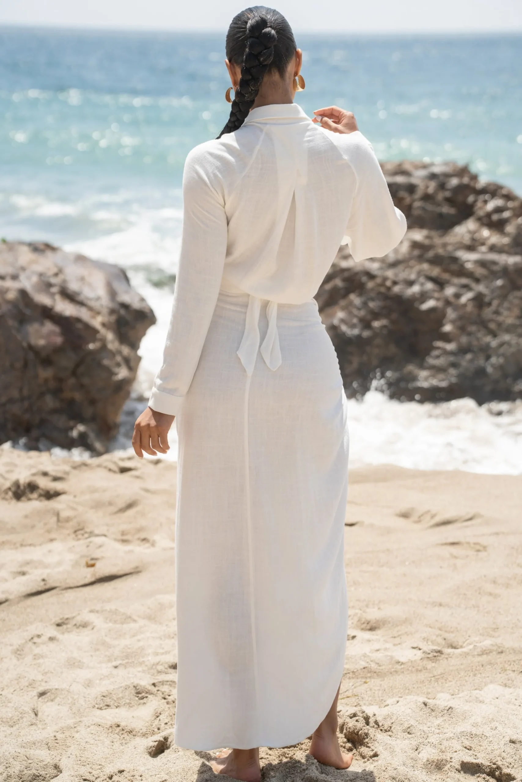 JLUXLABEL White SAYLOR LINEN SARONG