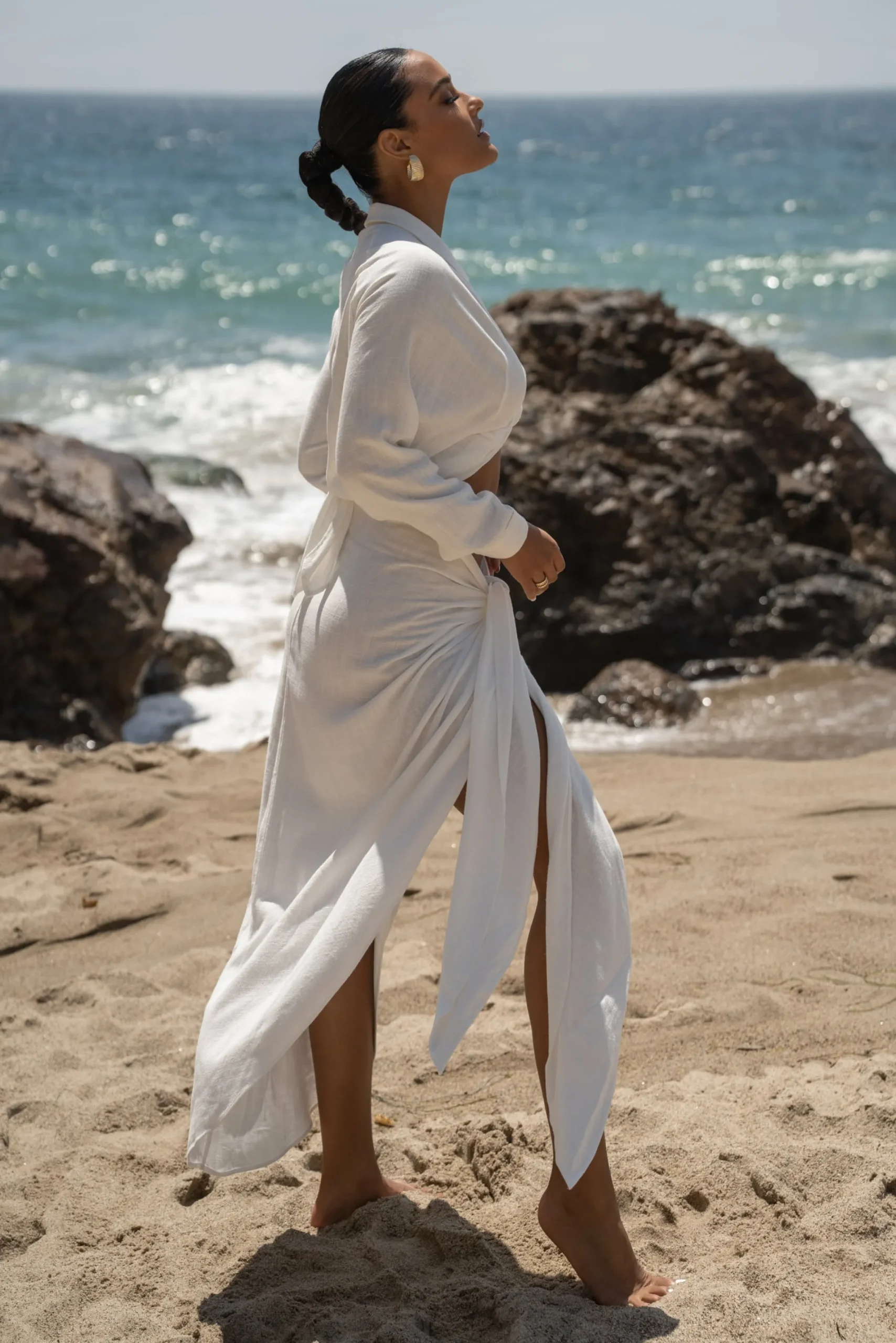 JLUXLABEL White SAYLOR LINEN SARONG