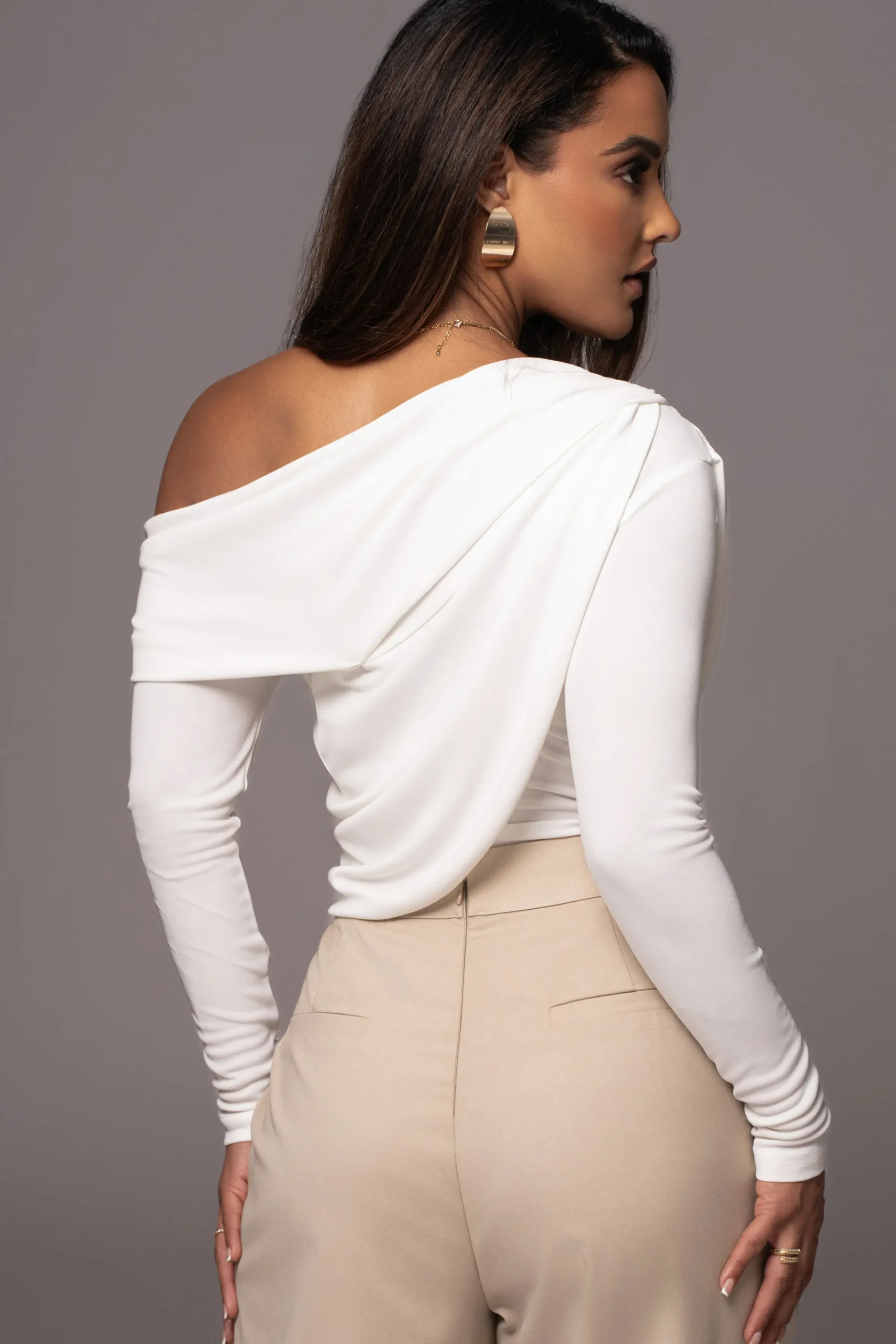 JLUXLABEL White Ultra High Neck Bodysuit