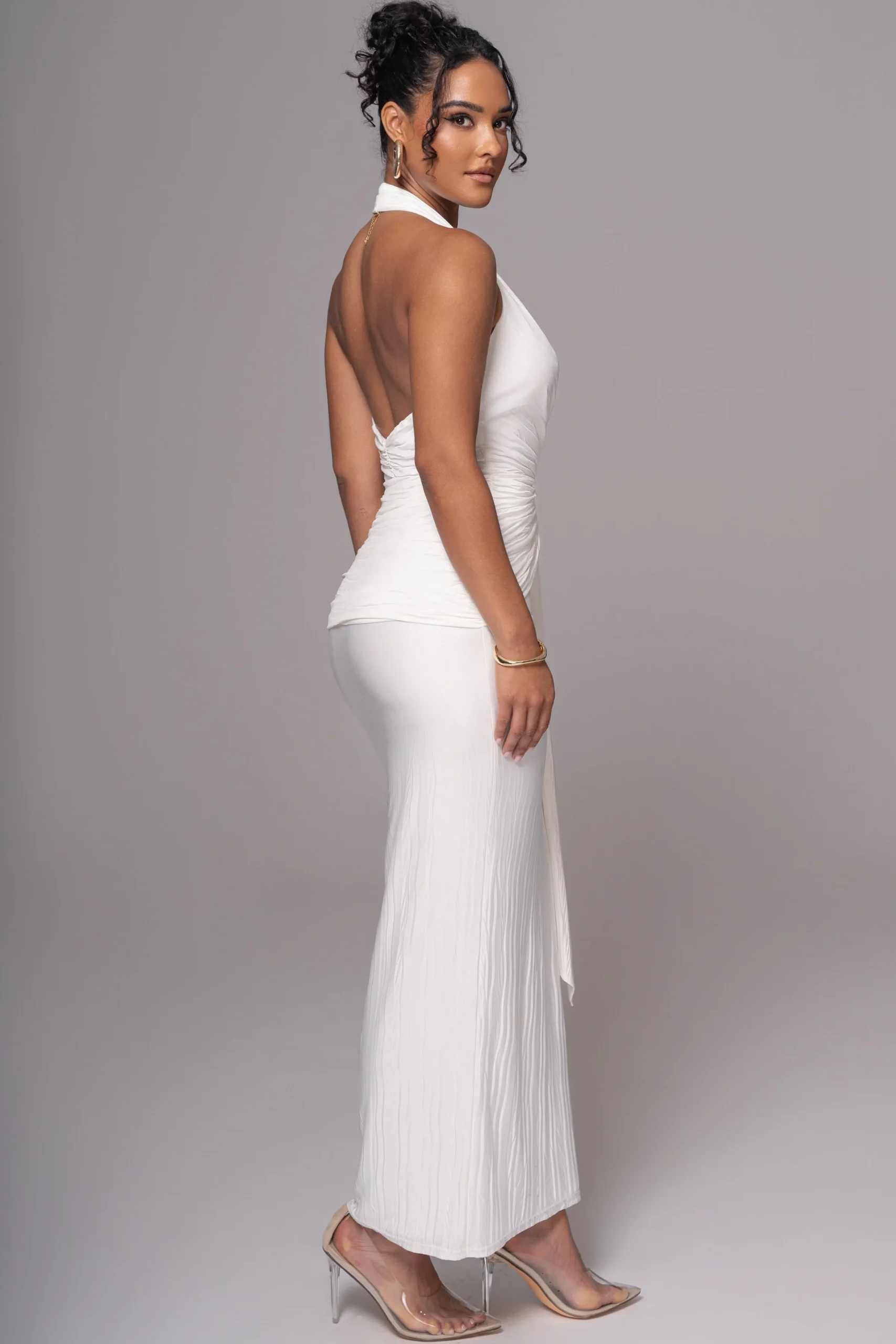 JLUXLABEL White Under The Moonlight Drape Dress