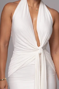 JLUXLABEL White Under The Moonlight Drape Dress