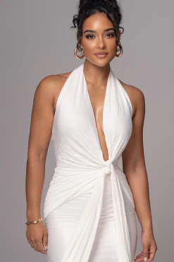 JLUXLABEL White Under The Moonlight Drape Dress