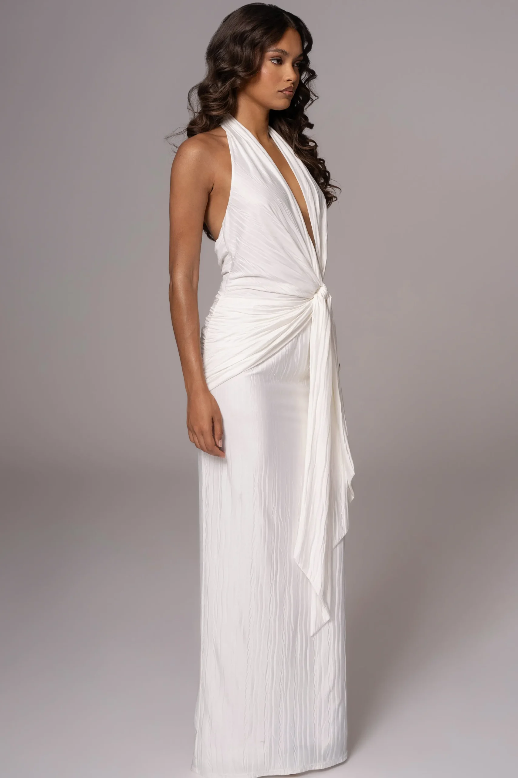 JLUXLABEL White Under The Moonlight Drape Dress