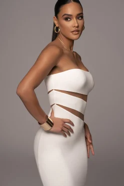 JLUXLABEL White Unpredictable Midi Dress