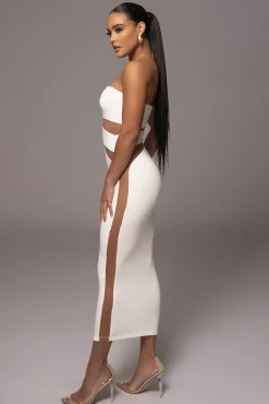 JLUXLABEL White Unpredictable Midi Dress