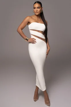 JLUXLABEL White Unpredictable Midi Dress