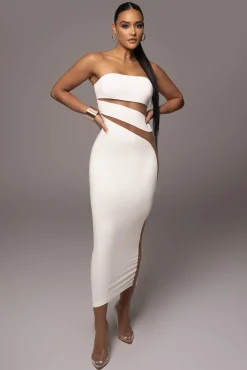 JLUXLABEL White Unpredictable Midi Dress
