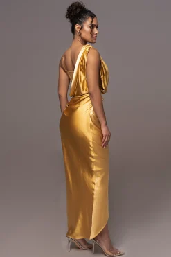JLUXLABEL Yellow Anastacia Drape Maxi Dress