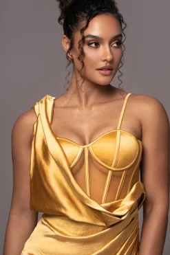 JLUXLABEL Yellow Anastacia Drape Maxi Dress