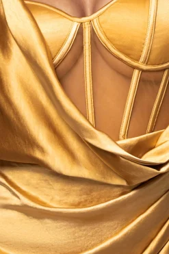 JLUXLABEL Yellow Anastacia Drape Maxi Dress