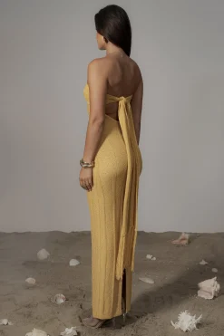 JLUXLABEL Yellow Blanca Strapless Maxi Dress