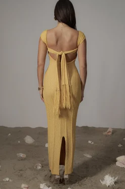 JLUXLABEL Yellow Blanca Strapless Maxi Dress