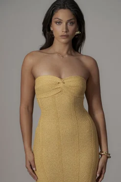 JLUXLABEL Yellow Blanca Strapless Maxi Dress