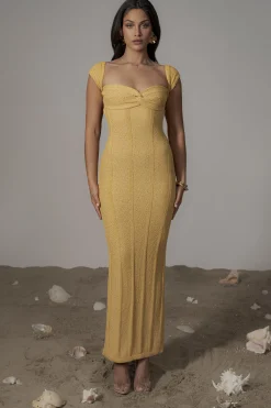JLUXLABEL Yellow Blanca Strapless Maxi Dress