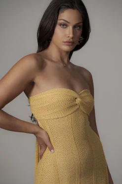 JLUXLABEL Yellow Blanca Strapless Maxi Dress