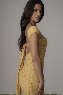 JLUXLABEL Yellow Blanca Strapless Maxi Dress