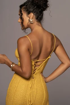 JLUXLABEL Yellow Cabana Views Crochet Dress