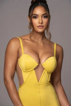 JLUXLABEL Yellow Enchantment Bustier Maxi Dress