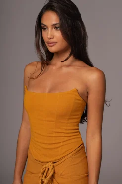 JLUXLABEL Yellow Fenix Reversible Linen Corset