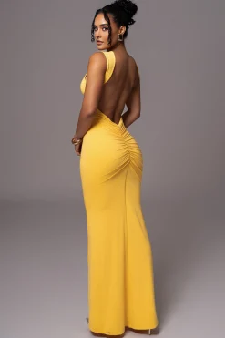 JLUXLABEL Yellow JLUXBASIX FRONT AND CENTER MAXI DRESS