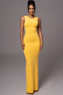 JLUXLABEL Yellow JLUXBASIX FRONT AND CENTER MAXI DRESS