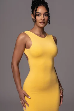 JLUXLABEL Yellow JLUXBASIX FRONT AND CENTER MAXI DRESS