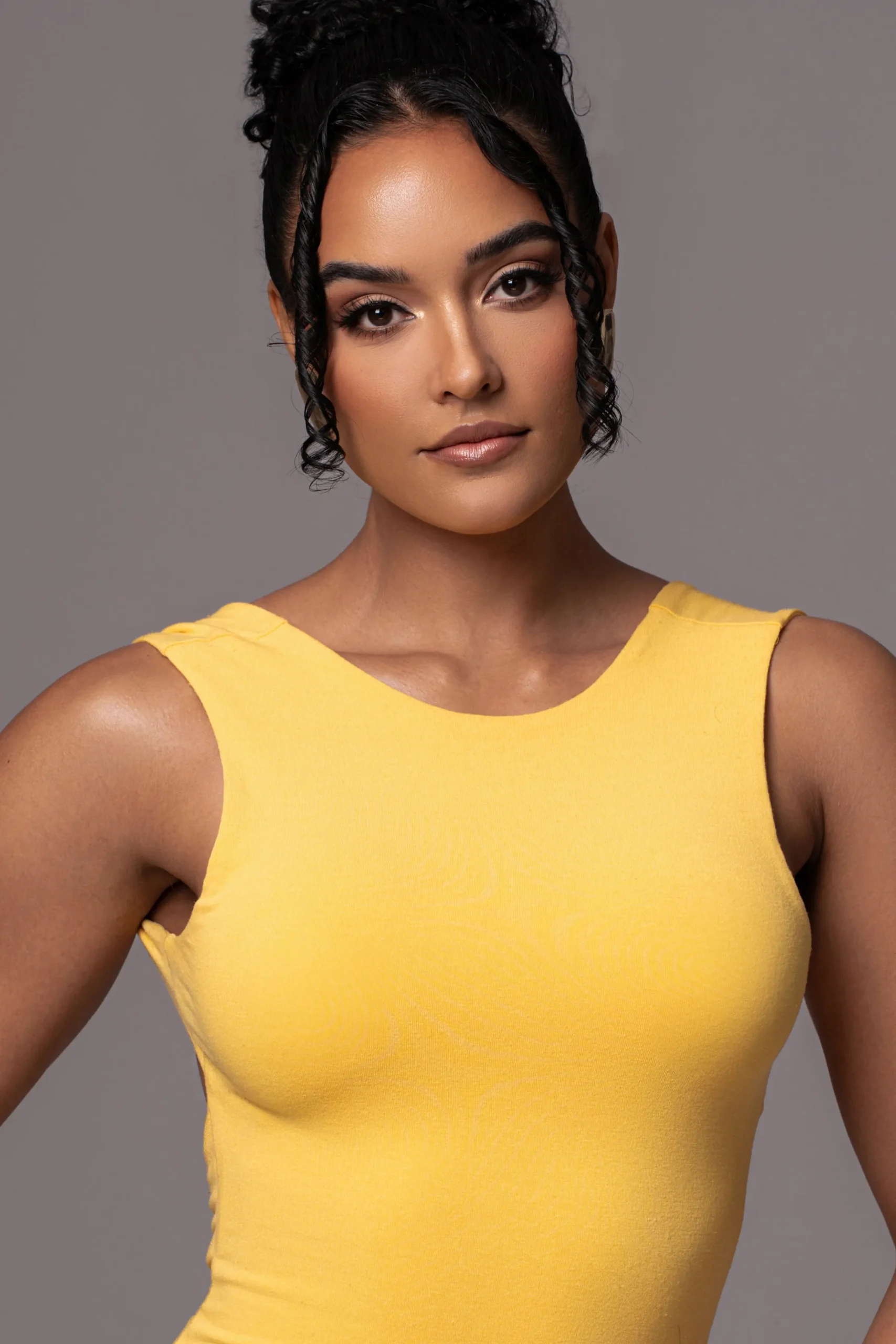 JLUXLABEL Yellow JLUXBASIX FRONT AND CENTER MAXI DRESS