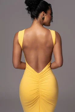JLUXLABEL Yellow JLUXBASIX FRONT AND CENTER MAXI DRESS