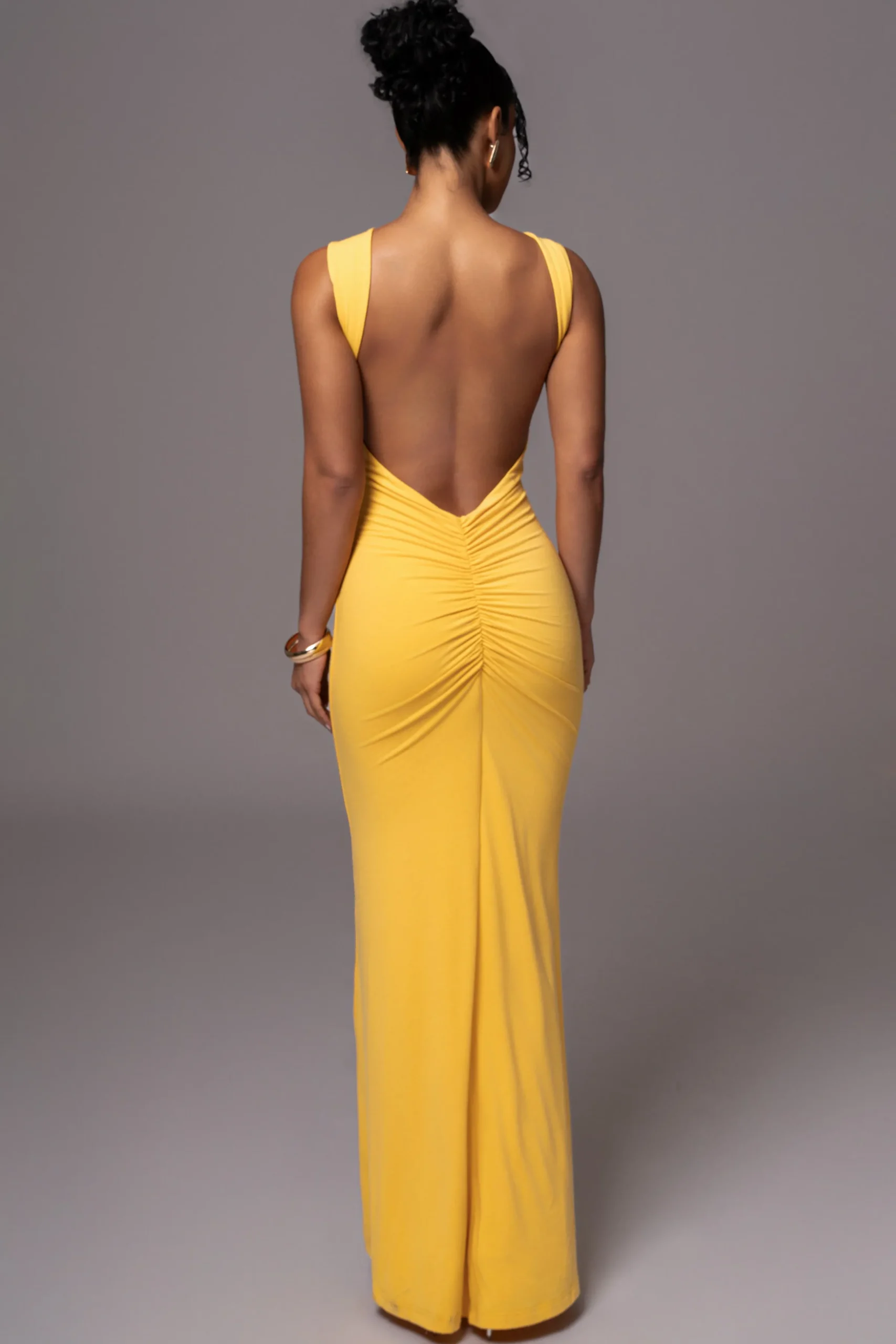 JLUXLABEL Yellow JLUXBASIX FRONT AND CENTER MAXI DRESS
