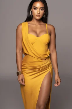 JLUXLABEL Yellow KRISTIANA SLIT DRESS