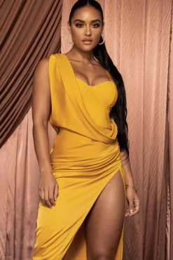 JLUXLABEL Yellow KRISTIANA SLIT DRESS
