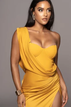 JLUXLABEL Yellow KRISTIANA SLIT DRESS