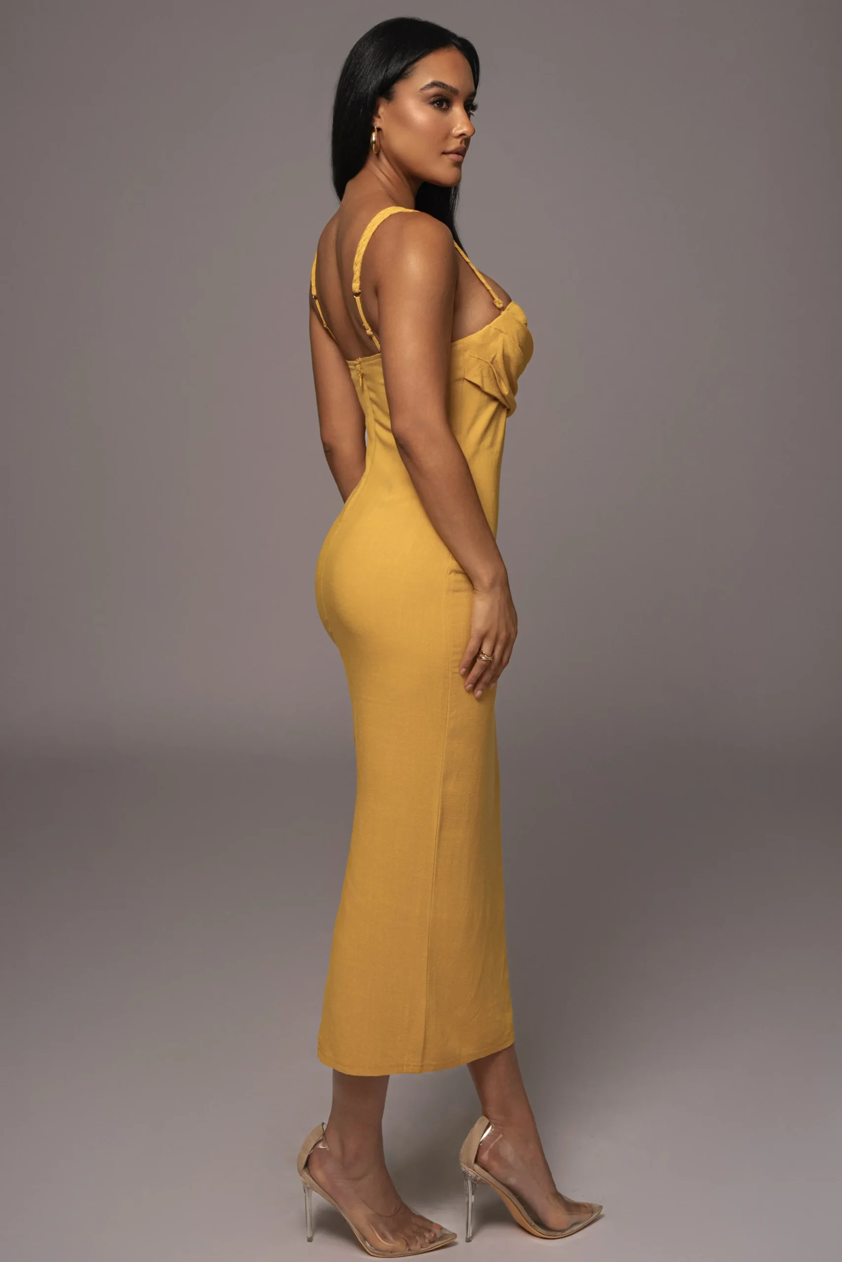 JLUXLABEL Yellow Linen Visions Of You Dress