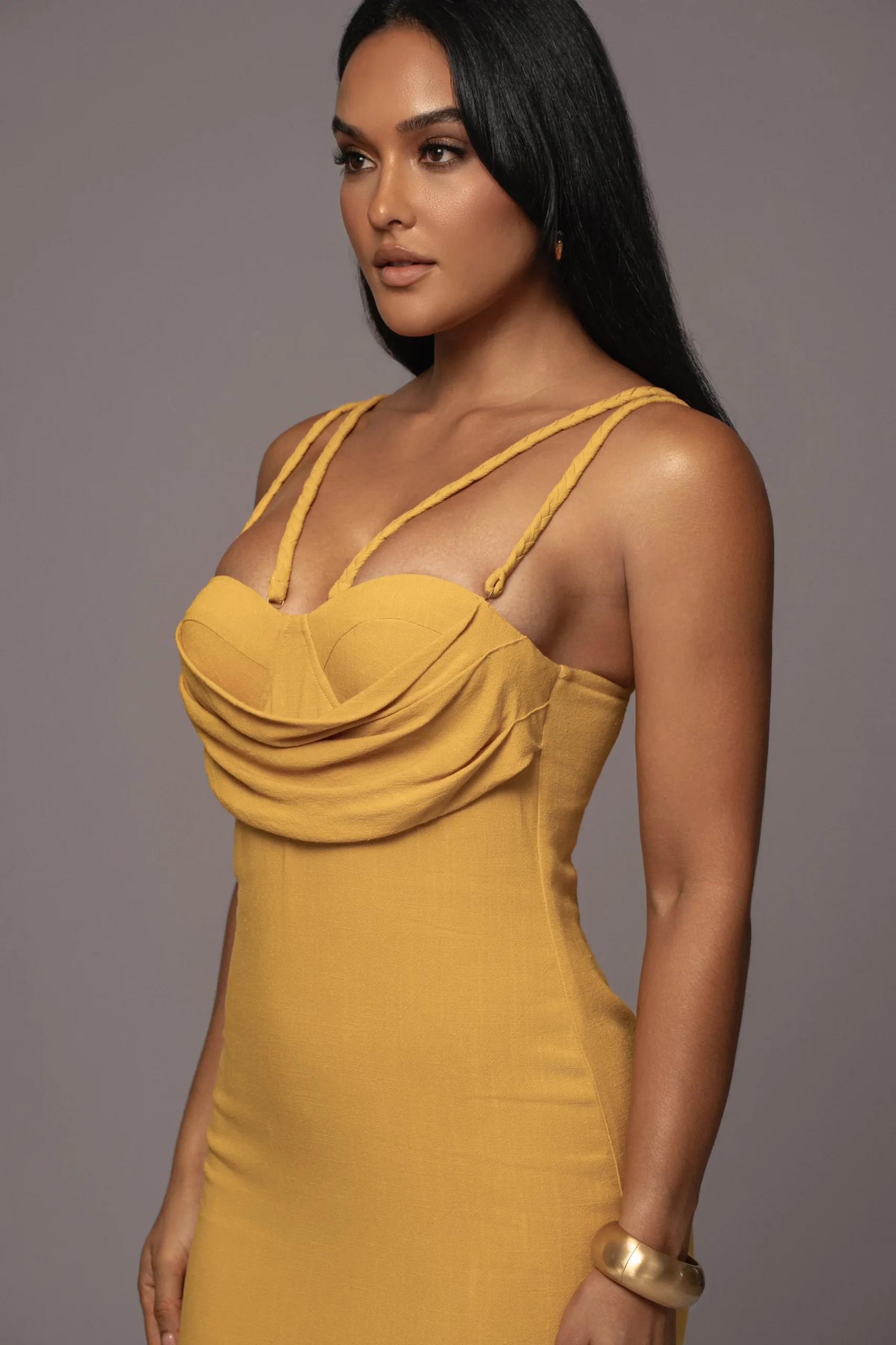 JLUXLABEL Yellow Linen Visions Of You Dress