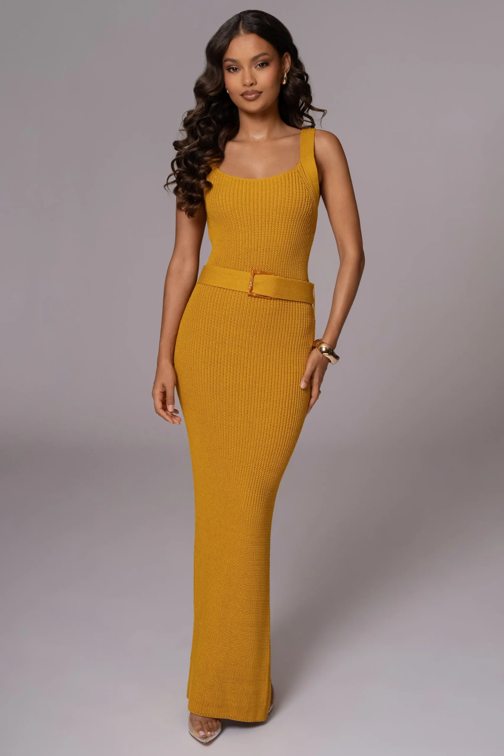 JLUXLABEL Yellow Moonrise Ribbed Maxi Dress