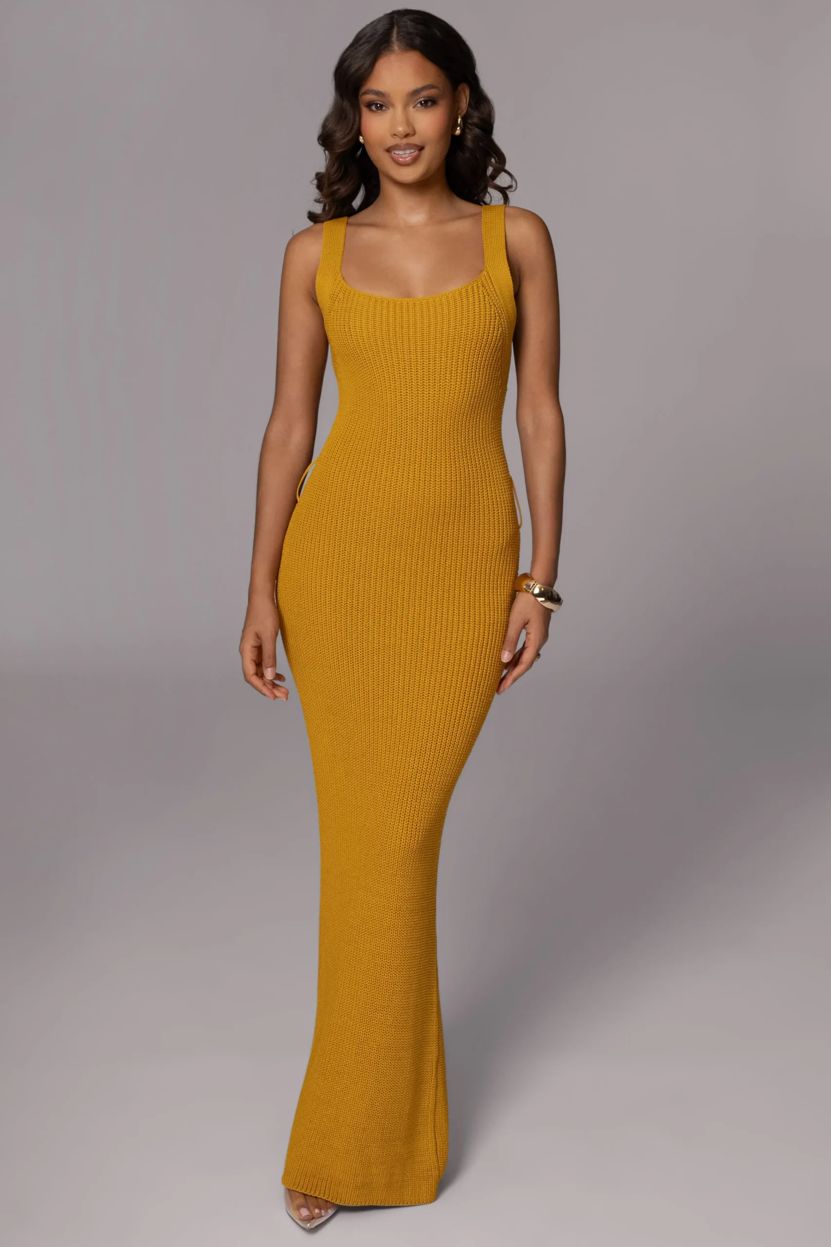 JLUXLABEL Yellow Moonrise Ribbed Maxi Dress