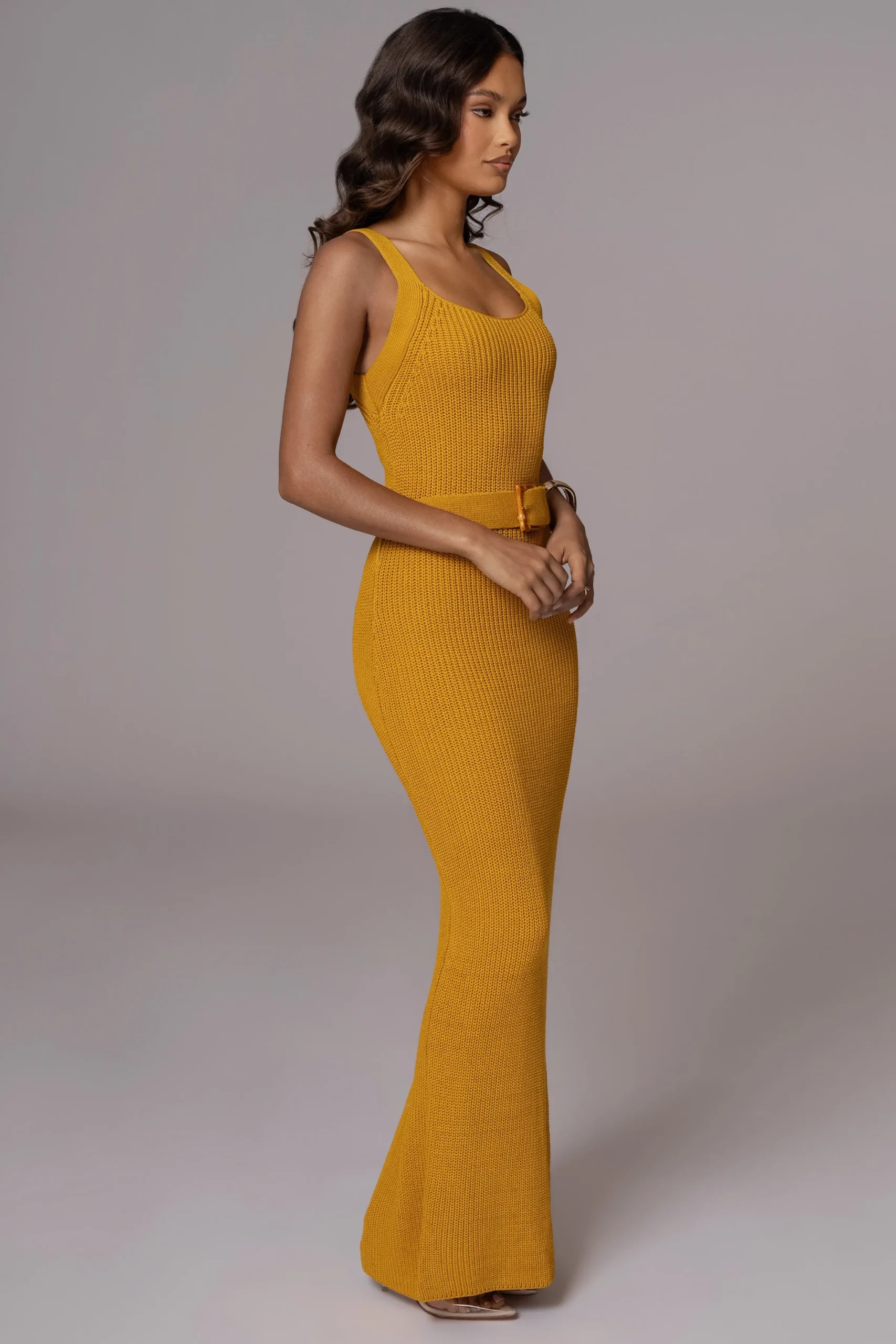 JLUXLABEL Yellow Moonrise Ribbed Maxi Dress