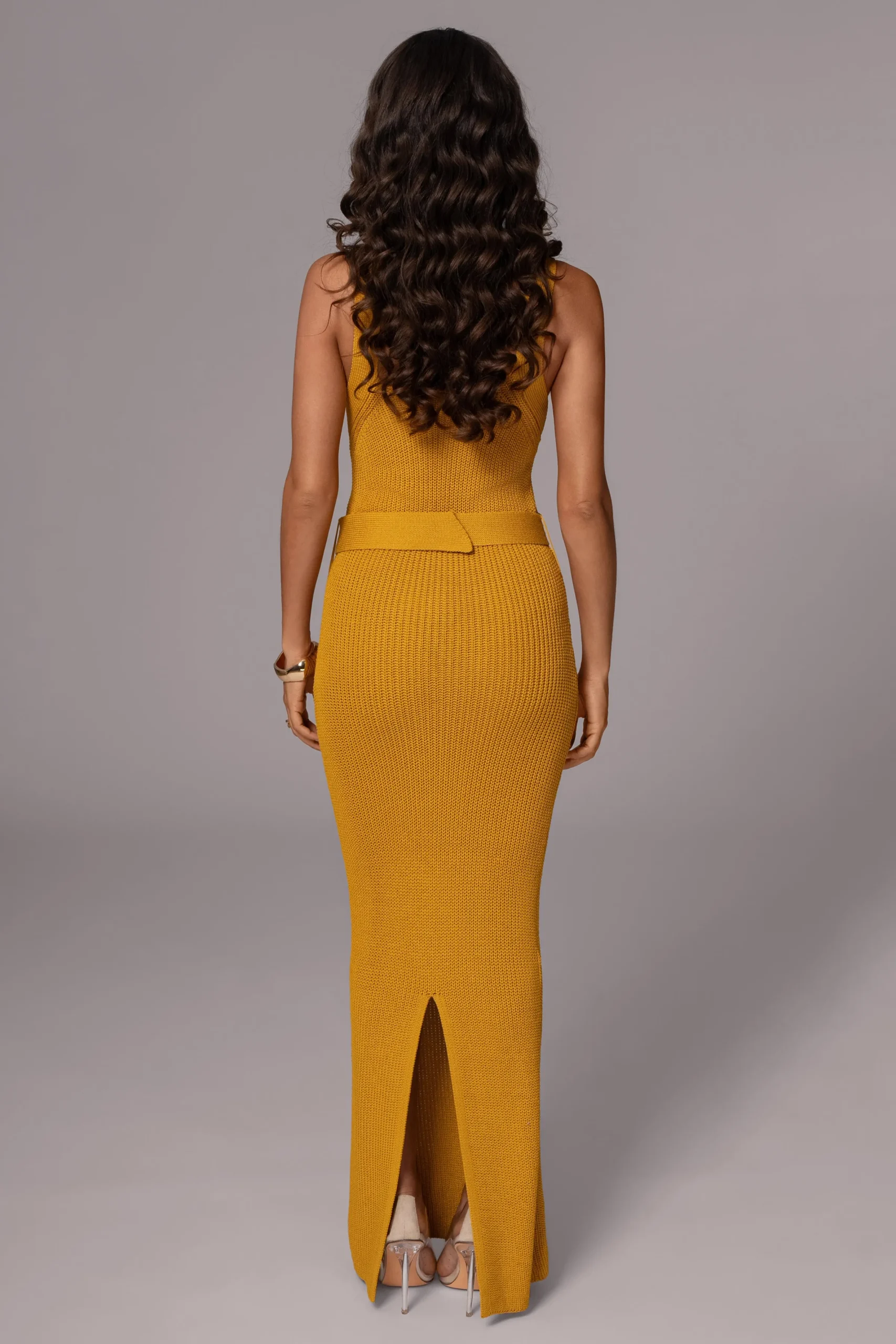 JLUXLABEL Yellow Moonrise Ribbed Maxi Dress